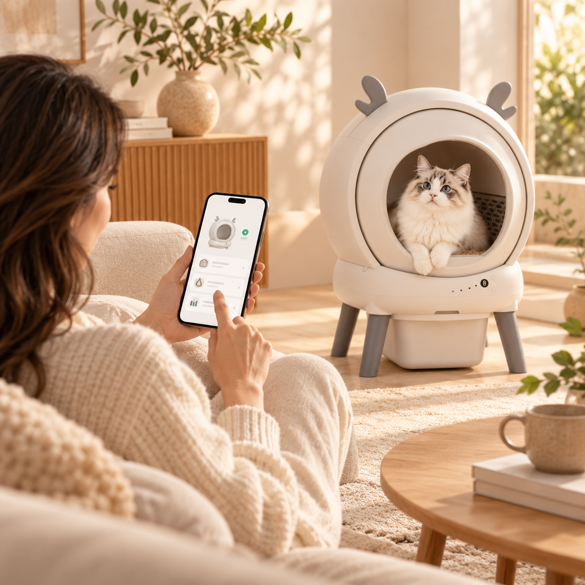Cocon, litière automatique fermée et connectée pour chat – photo 3