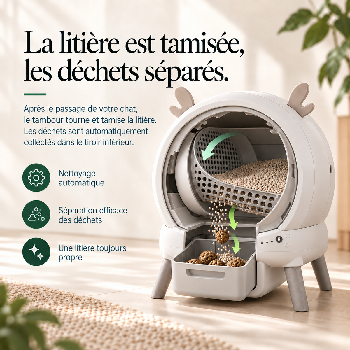 Cocon, litière automatique fermée et connectée pour chat – photo 4