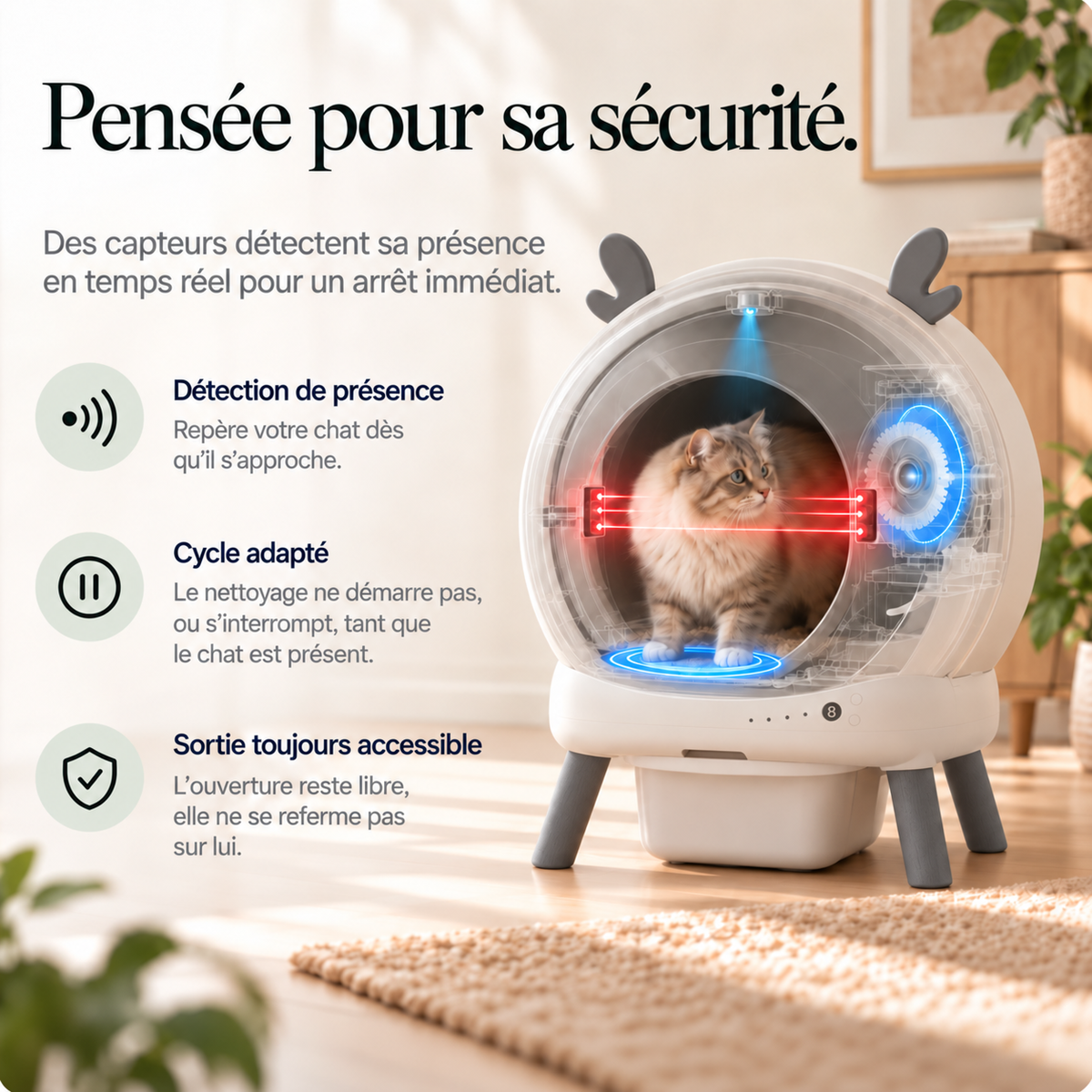 Cocon, litière automatique fermée et connectée pour chat – photo 6