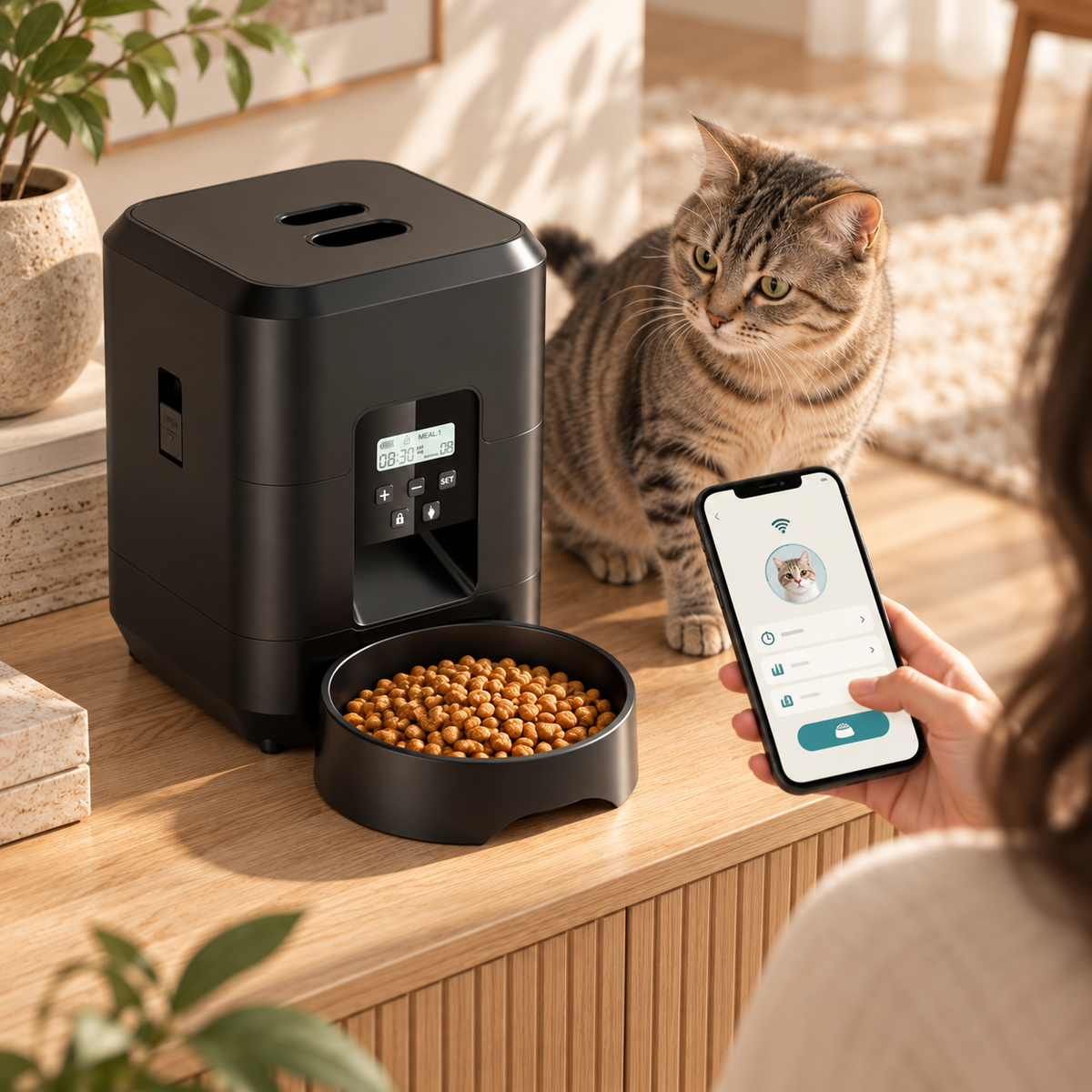 Distributeur de croquettes connecté Wi-Fi pour chat 2 L – photo 3