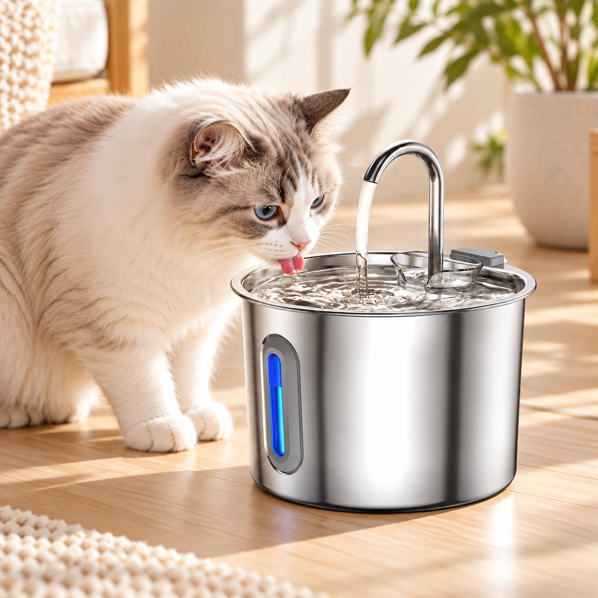 Fontaine à eau inox pour chat 2,2 L – Miaule