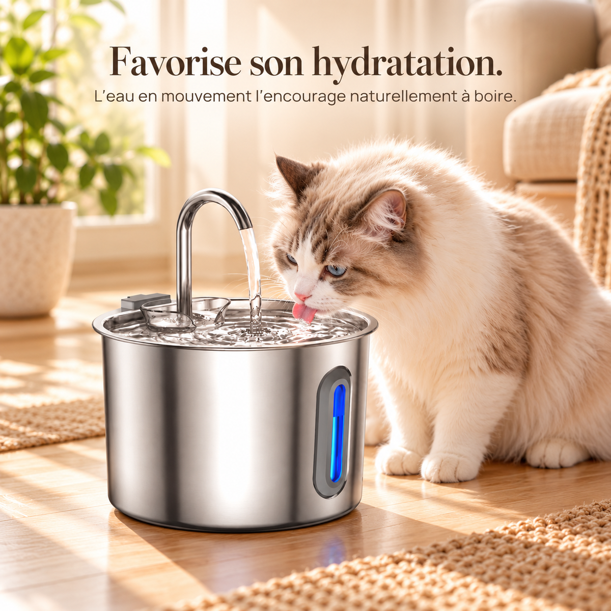 Fontaine à eau inox pour chat 2,2 L – photo 3