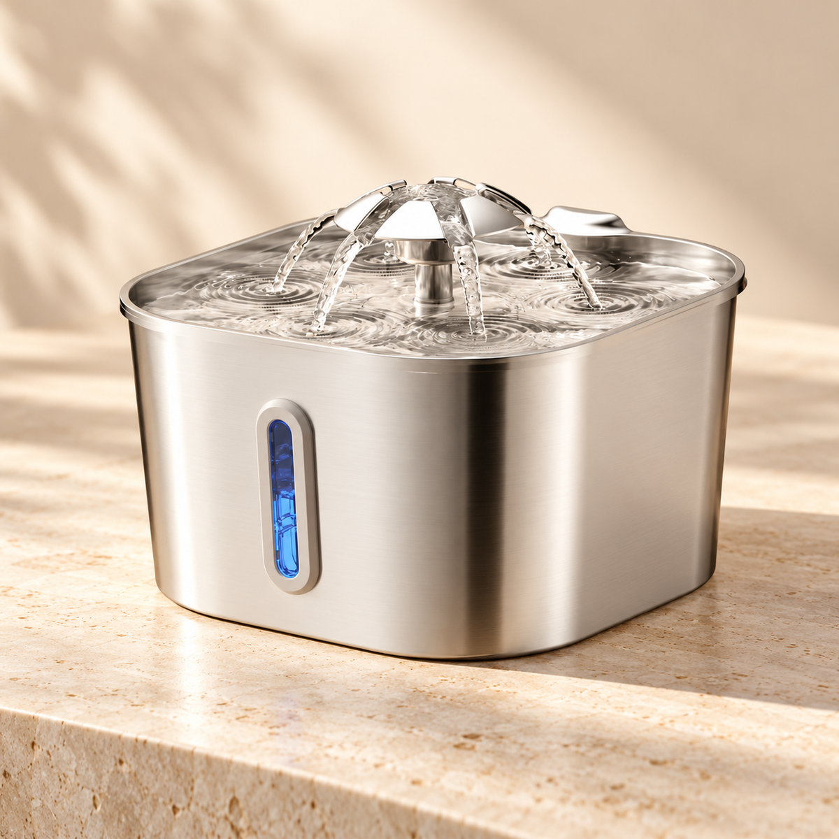 Fontaine à eau en inox pour chat 2,2 L avec fenêtre de niveau – Miaule