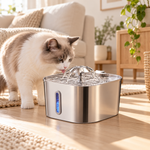 Fontaine à eau en inox pour chat 2,2 L avec fenêtre de niveau – photo 2