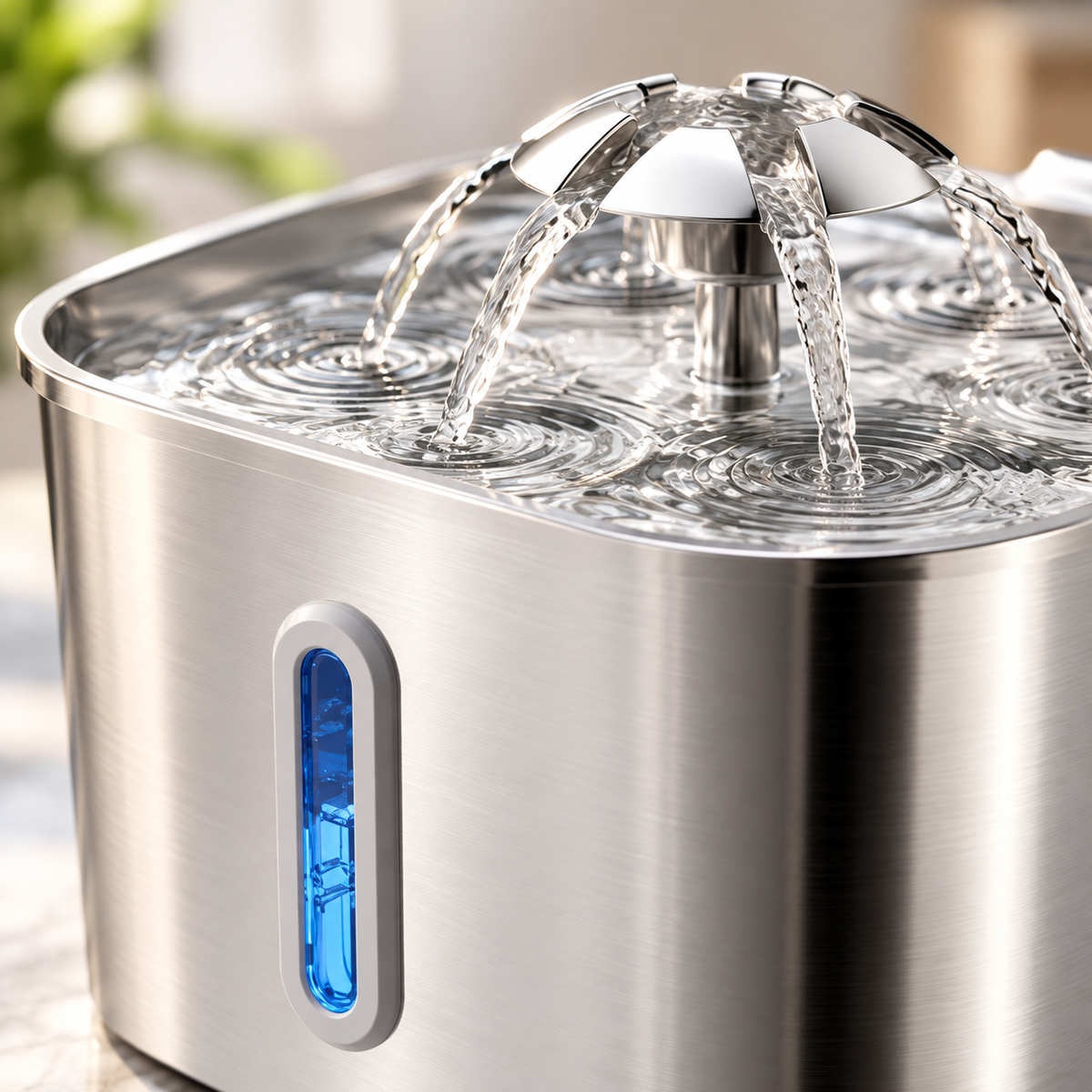Fontaine à eau en inox pour chat 2,2 L avec fenêtre de niveau – photo 3