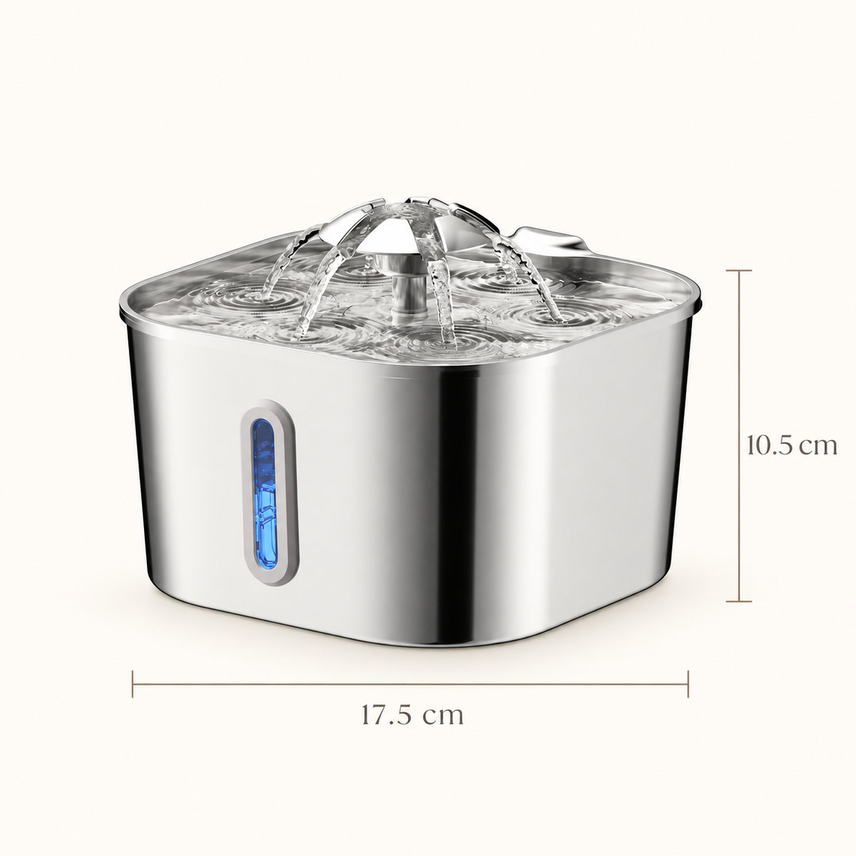 Fontaine à eau en inox pour chat 2,2 L avec fenêtre de niveau – photo 4