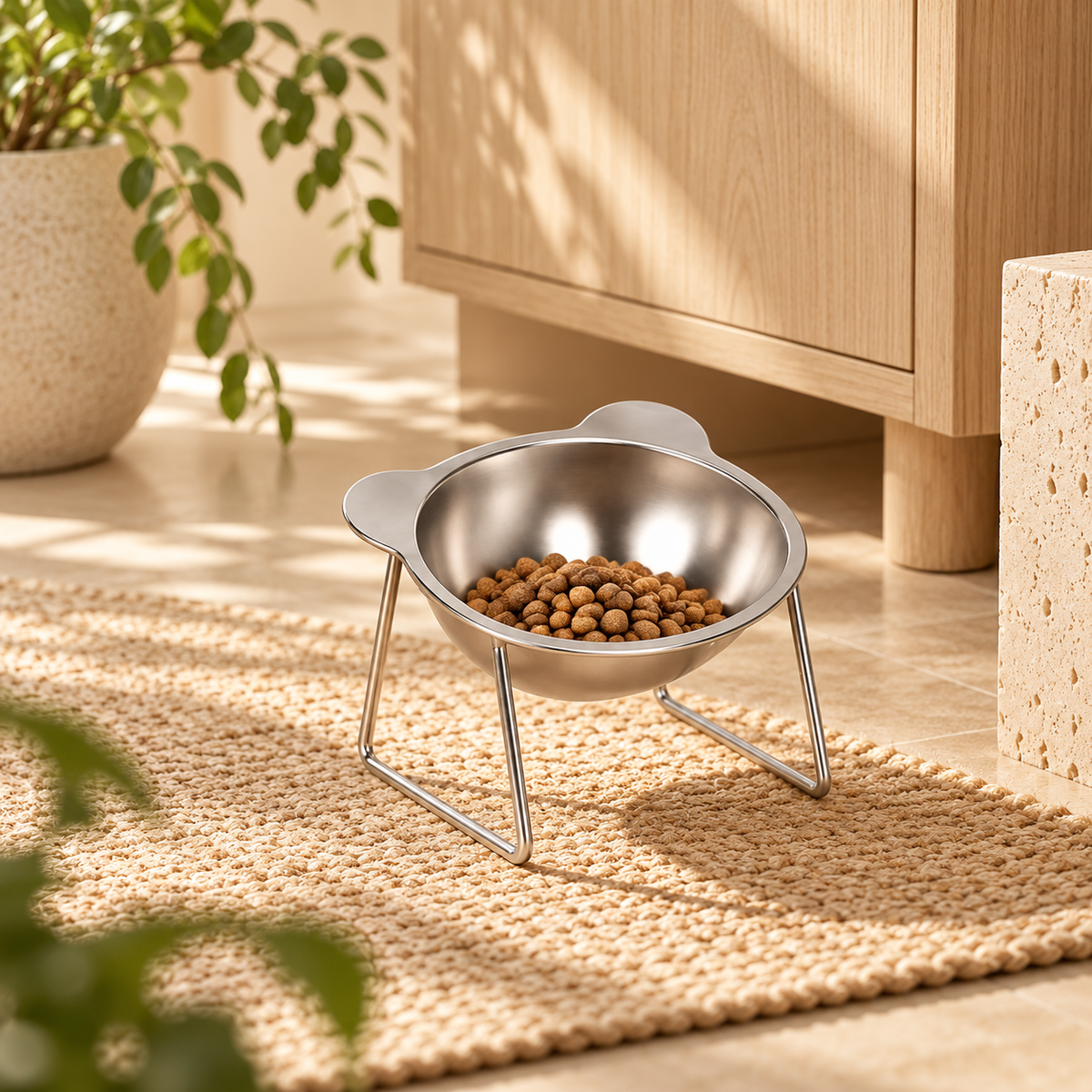 Gamelle surélevée inclinée en inox pour chat – photo 3