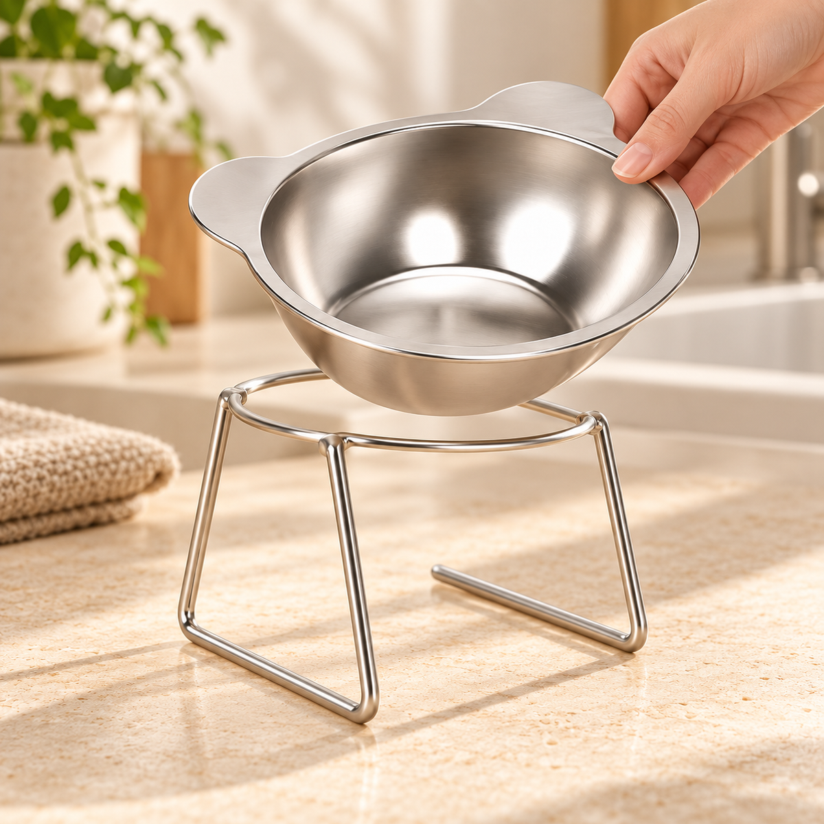 Gamelle surélevée inclinée en inox pour chat – photo 5