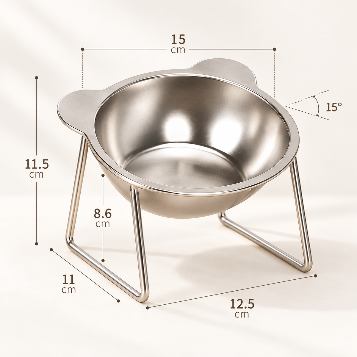 Gamelle surélevée inclinée en inox pour chat – photo 6