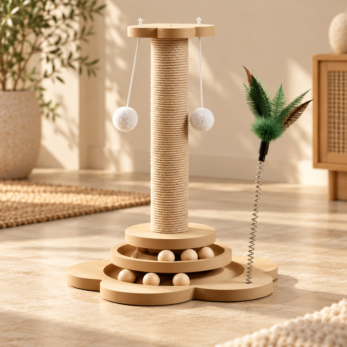 Tour de jeu et griffoir en bois pour chat – Miaule