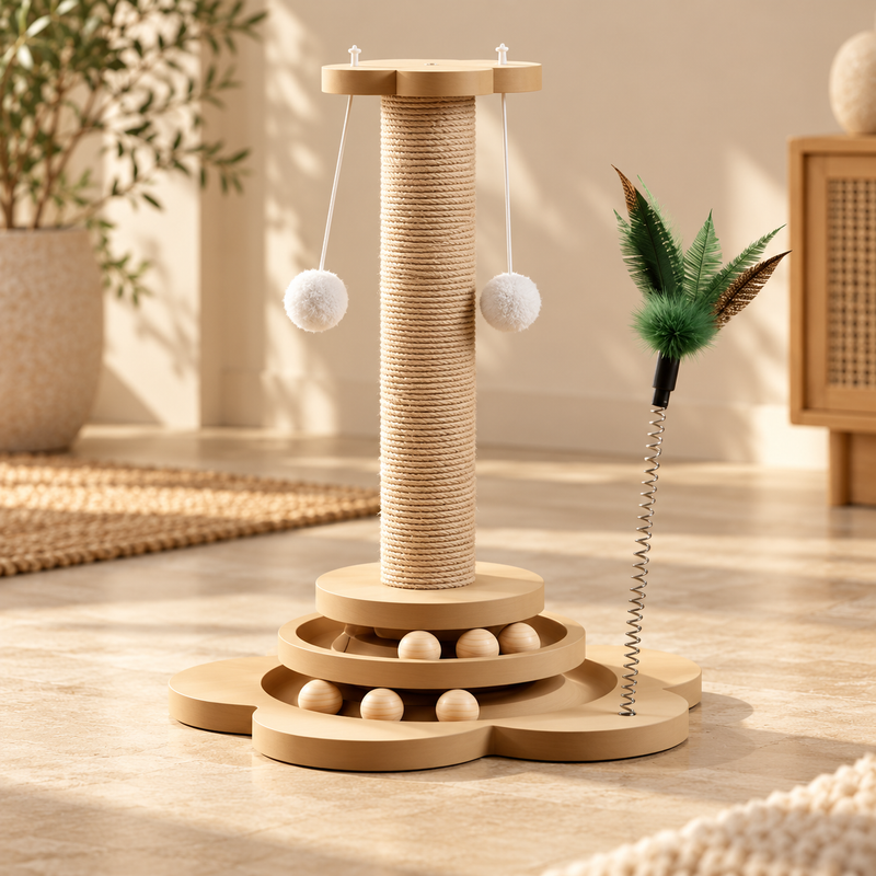Tour de jeu et griffoir en bois pour chat – Miaule
