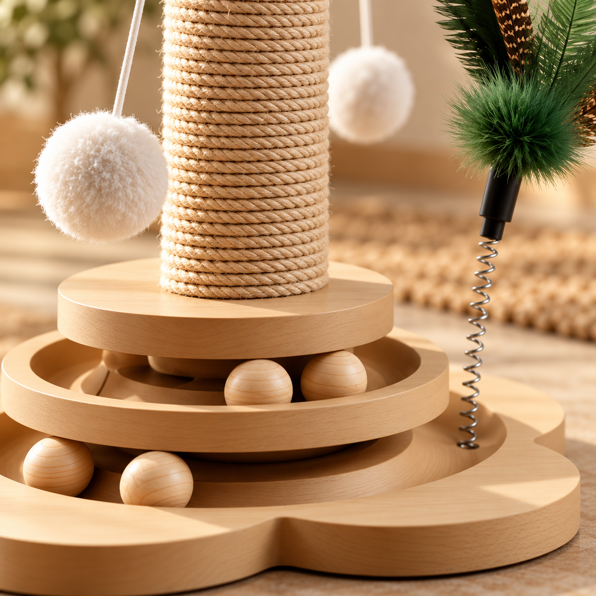 Tour de jeu et griffoir en bois pour chat – photo 3