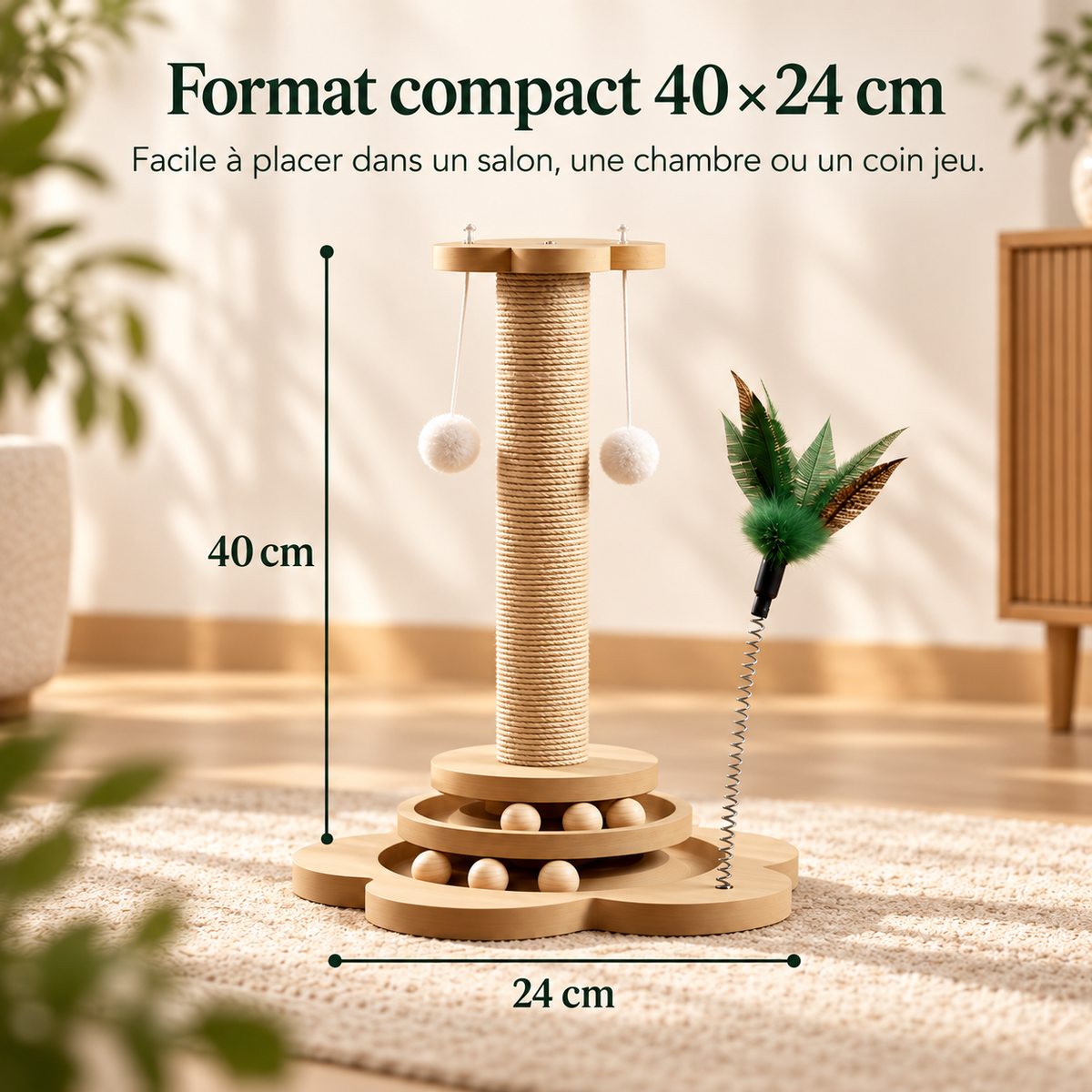 Tour de jeu et griffoir en bois pour chat – photo 5